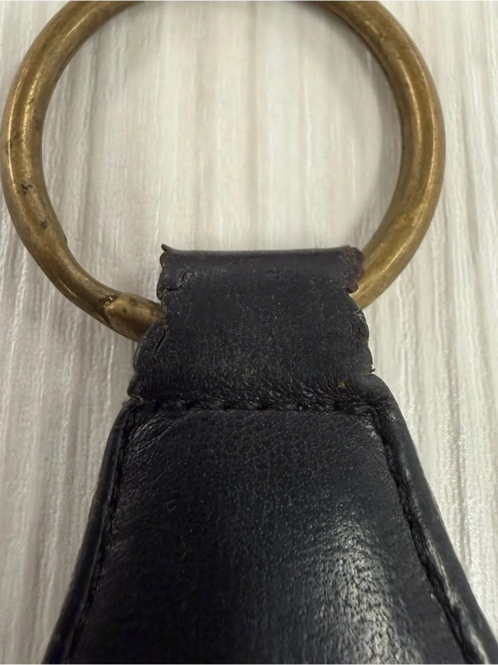 Vintage Coach Classic Leather Key Fob 7210 Black Brass Keychain 90s Ergo
